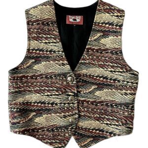 True Grit Men Vintage Aztec Cotton Tapestry Vest Size 3 USA Made